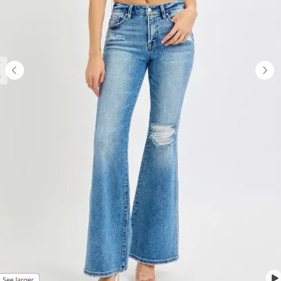 Stylish Light Blue Flare Jeans - Picture 1 of 15